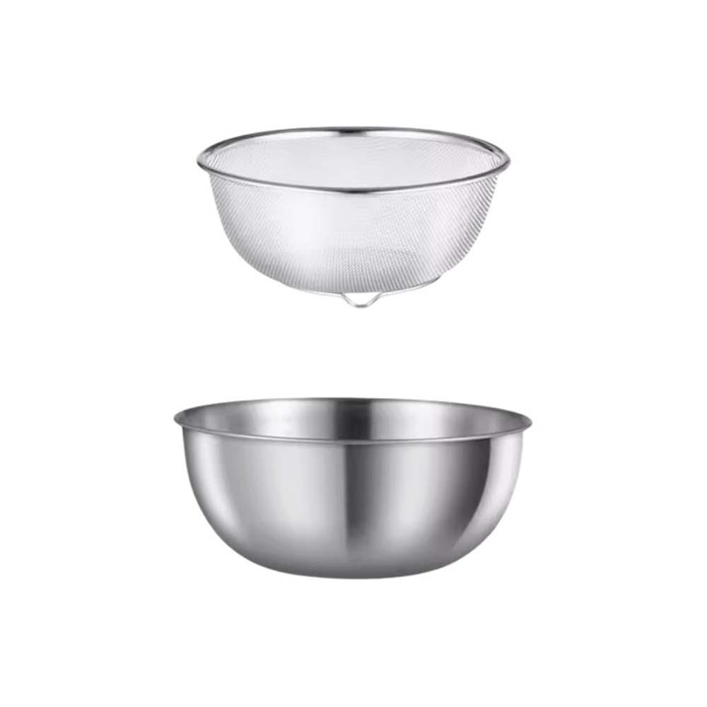 Double Layer Fruit Vegetable Washing Bowl Stainless Steel Vegetable Fruit Strainer  Refrigerator 1300ML 19.5cm