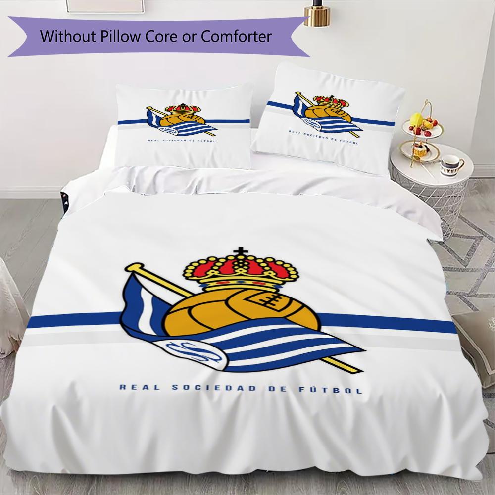 Set Copripiumino Trapuntato con Fantasia Real Sociedad Copripiumino Federa Decorazione per la Casa Regalo di Compleanno (1 * copripiumino + 2 * federe senza imbottitura)