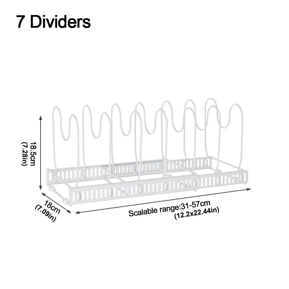 New Expandable Dish Rack Adjustable Compartments Pot Rack White Pans Organizer Rack