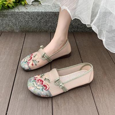 Chaussures Plates Décontractées pour Femmes avec Broderie en Chanvre, Plateforme Plate, Bout Rond, Printemps/Automne, Chaussures Plates Confortables