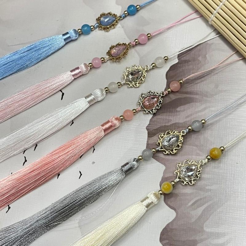 Vintage Chinese Hanfu Pendant Traditional Tassels Waterdrop Waist Pendant Fashionable Jewelry Decor for Celebrations