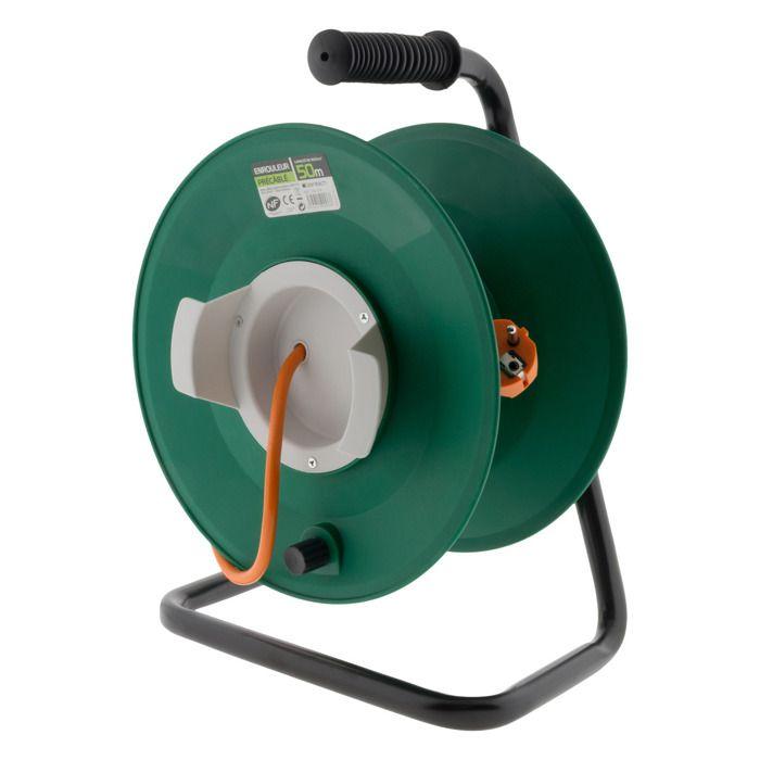 Enrouleur jardin vide précâblé 3G1,5mm² 70cm + coupe circuit Noir - Zenitech