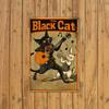 Vintage Zwarte Kat en Konijn Muzikant Metalen Poster Wanddecoratie