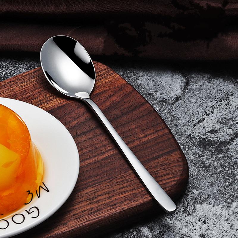 1 cucchiaio in acciaio inox con manico lungo, in argento, per caffè, tè, dessert, miscelazione, zuppa, utensili per bere, posate, stoviglie da cucina