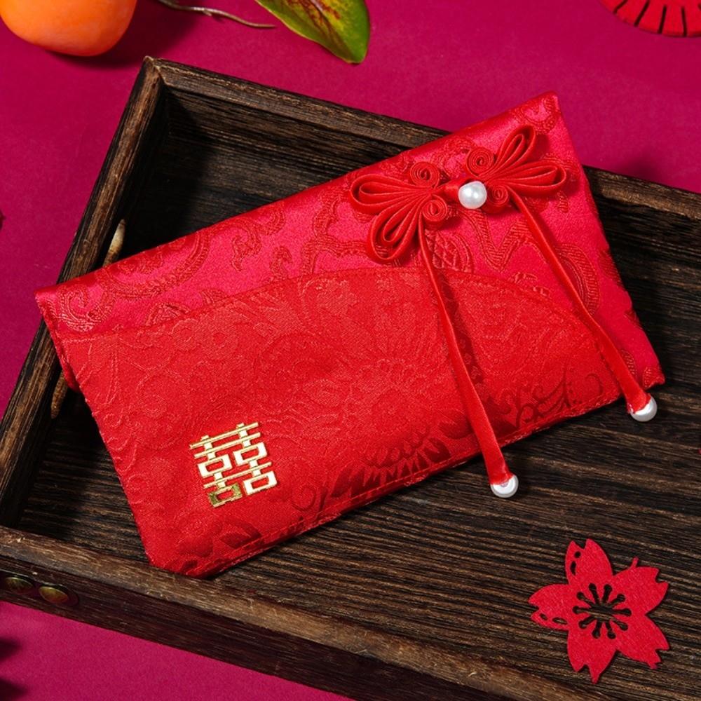 Embroidery Wedding Hongbao Blessing Words Red Pockets Brocade Red Envelop Spring Festival