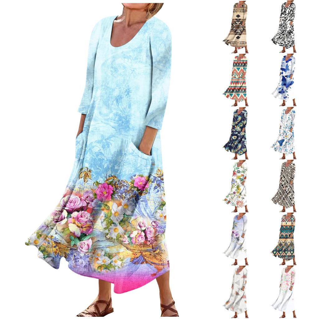 Платье для женщин, весеннее повседневное модное платье в стиле бохо с ...