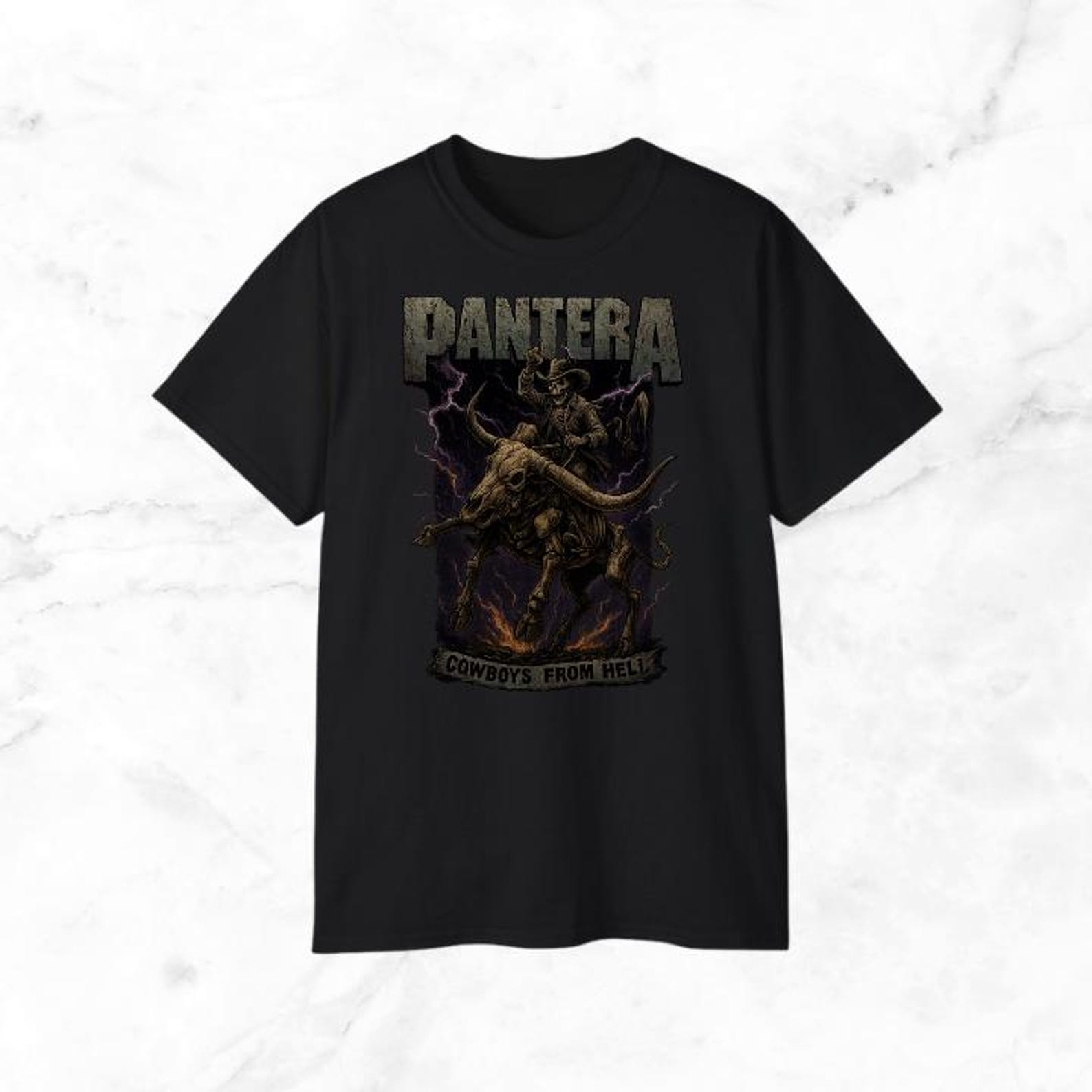 Pantera Vintage Bull Rider Adult Cotton Black T-Shirt Unisex XL