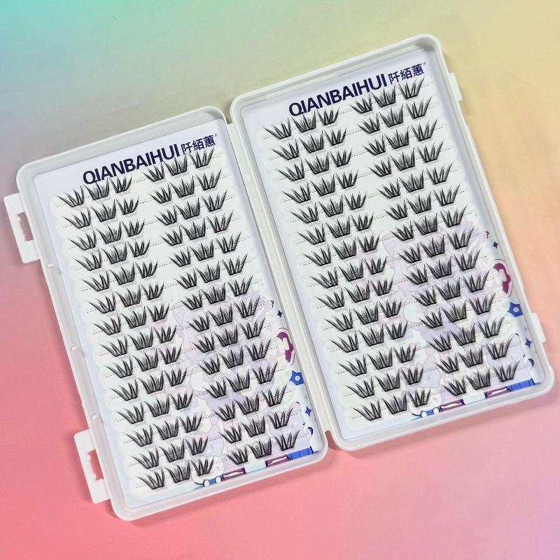 Fox Eye Manga False Eyelashes Large Capacity Fluffy Tapered Thick Segmented Individual Cluster Lash Extensions Enlarge Eyes