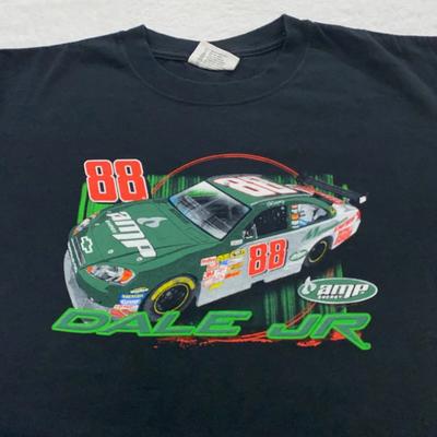Vintage DALE EARNHARDT JR. NASCAR DWUSTRONNY T-SHIRT ŚREDNI pojedynczy ścieg lata 90.