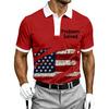 Men's Short Sleeve Polo Shirt Halloween Flag Print Casual Button Down Collar Top Lightweight Breathable Fabric Summer Wear