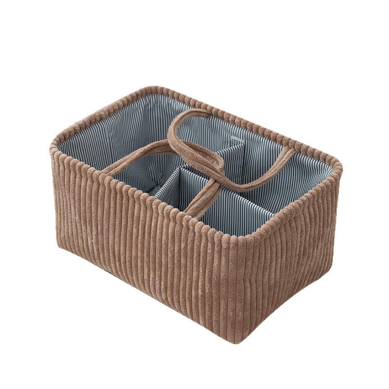 Fabric Storage Basket For Diapers And Clothes With Dividers For Nursery Organization