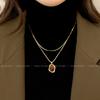 Leather Tiger's Eye Stone Necklace Women's Retro Temperament Sweater Chain Light Luxury Niche Stacked Wear Chinese Clavicle Chain Sweater Accessories