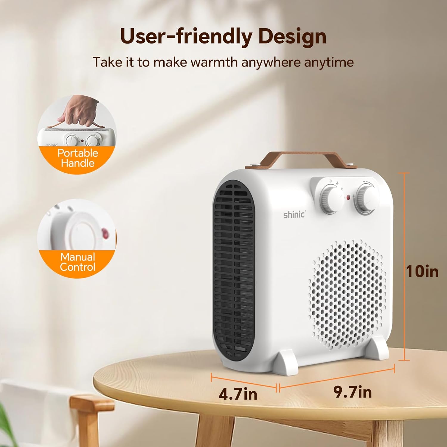 

Portable 1500W/750W Indoor Space Heater with Thermostat, Quiet Under-Desk Fan Heater for Bedroom, Office, Bathroom, White United States
