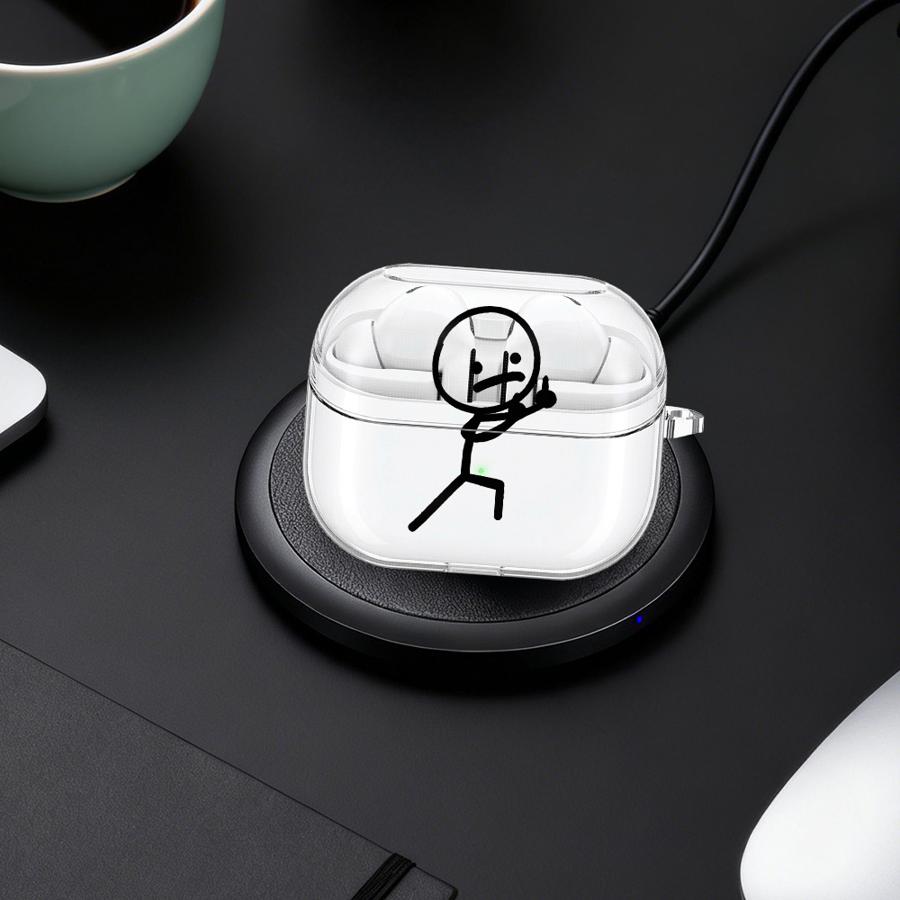 Abstract Stick Figure Clear Earphone Cases Cover With Hook Case For Samsung Galaxy Buds 3Pro 4 Pro 3 FE 2Pro Live 2 4Pro