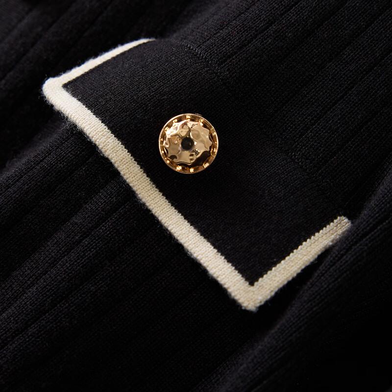 Women's Elegant Wool Blend Knit Cardigan Jacket with Gold Buttons