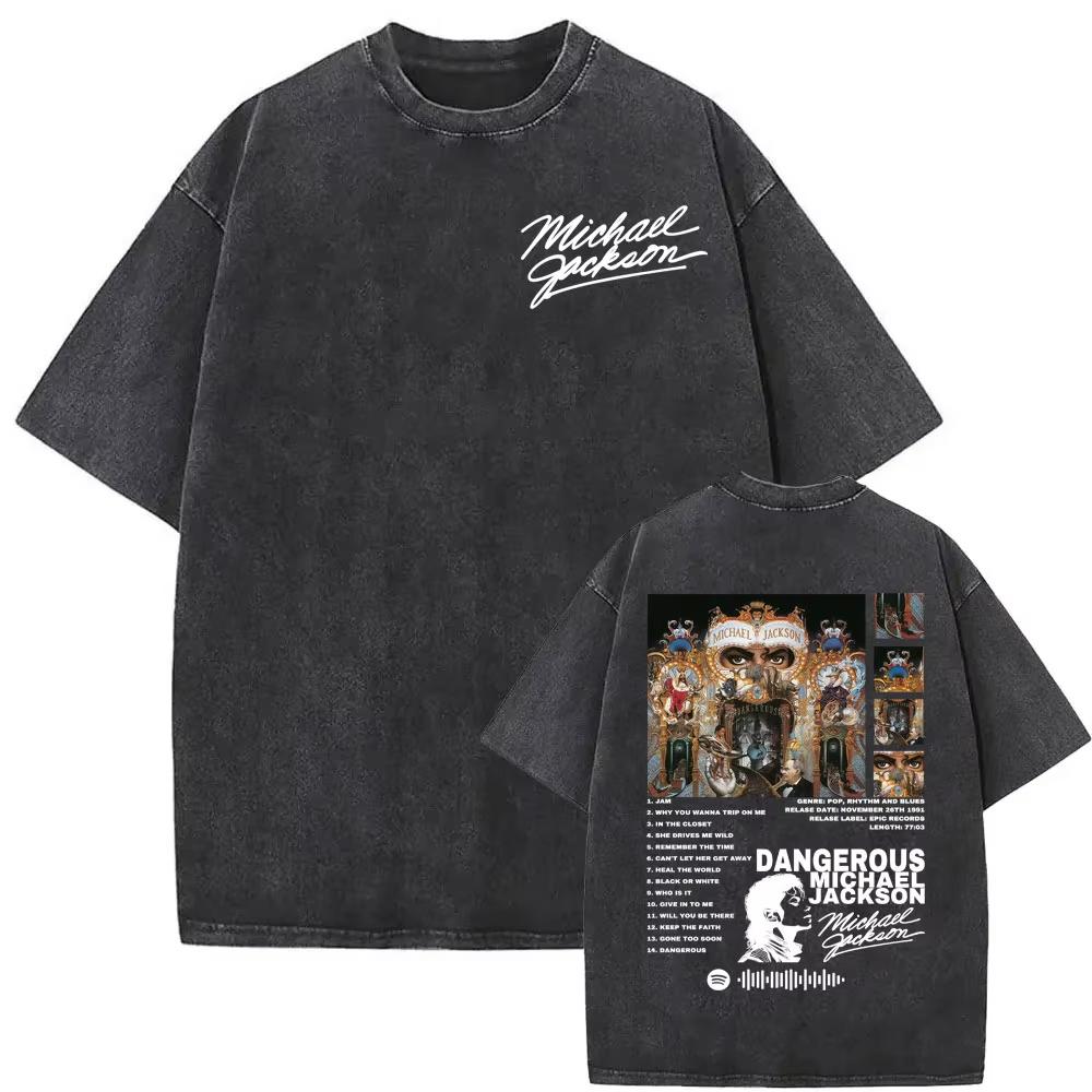 King of Pop Michael Jackson Album Cover T Shirt Men Women Fashion Classic Cool T-shirt Casual Vintage Washed T Shirts Streetwear