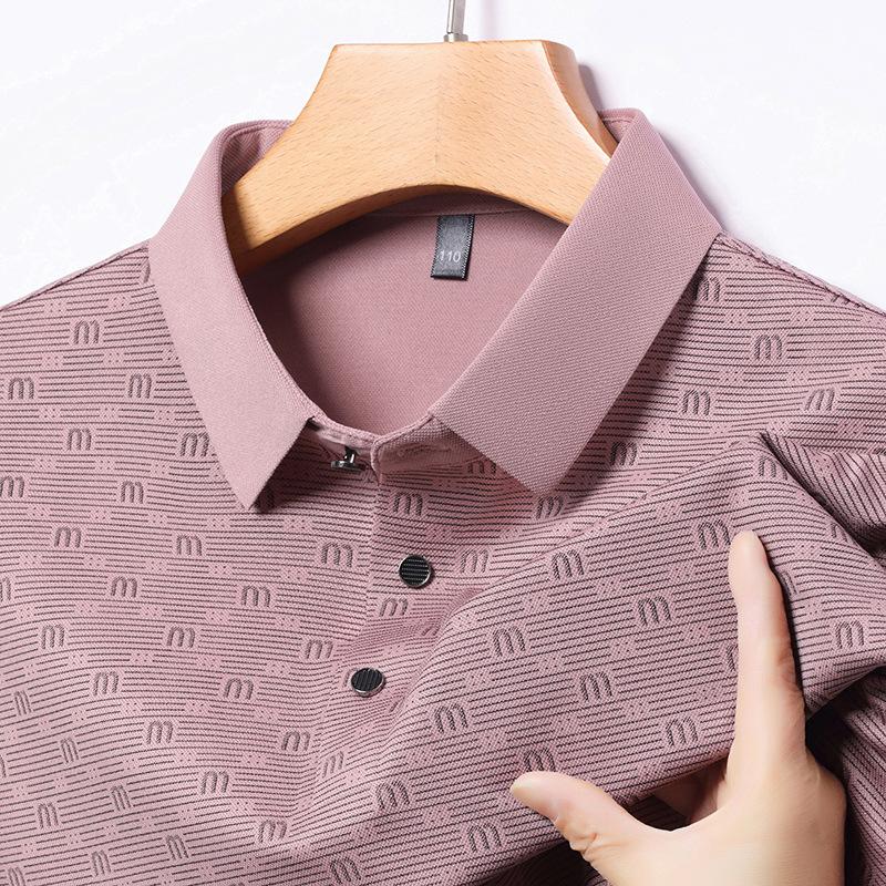 Short Sleeve T-Shirt Men'S Medium And High Elastic Business Casual Lapel Polo Shirt
