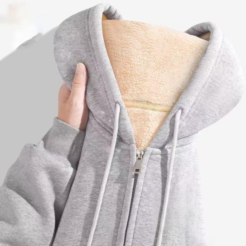 Men's Retro Lambswool Cardigan Hoodie - Winter Casual Solid Color Top Outerwear