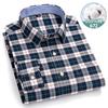 Men's Oxford Shirts Long Sleeve 100% Cotton Casual Plaid Soft Regular Fit Formal Dress Shirt Social Blouse Male Clothes 6XL 7XL