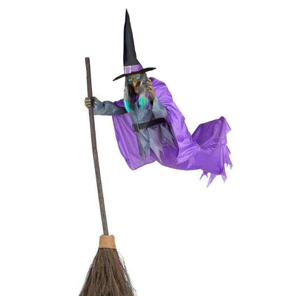 

Outdoor Halloween Flying Witch Animated Prop 6FT for Garden and Lawn Yard Creates Spooky Ambiance for Seasonal Decoration фиолетовый