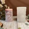 Hare Embossed Cylindrical Silicone Mold Holiday Candle Silicone Mould For Epoxy Resin Art Handmade Candle Soap Making