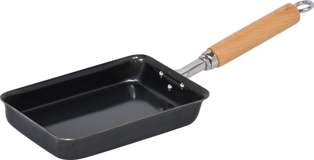Wahei Freiz Black Iron Frying Pan 22cm Compatible Wooden Handle Made in Japan Selected Materials Tsubame-Sanjo IH/Gas GR-9746 чёрный