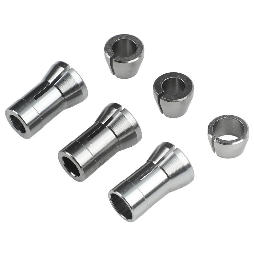 6pcs Collet Chuck Adapter Set 6mm 1/4" 8mm For Electric Router, Trimming & Engraving Machines Power Tools