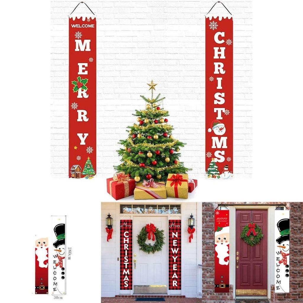 Reusable Christmas Door Hanging Sign Banner Flag Xmas Party Decor