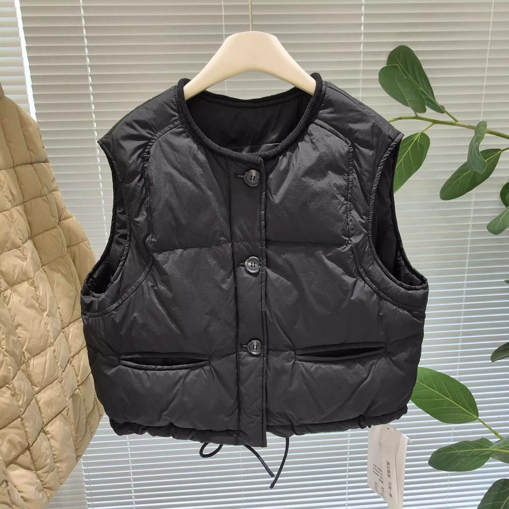 Down Cotton Jacket and Vest Women's New Bread Jacket Fashionable Small Versatile Vest Warm Vest Horse Clip