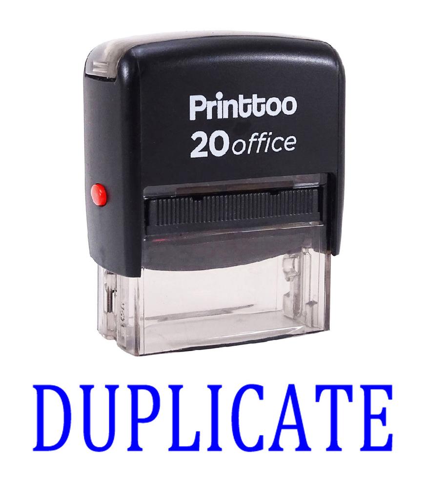 Printtoo DUPLICATE Self Inking Rubber Stamp Office Stationary Custom