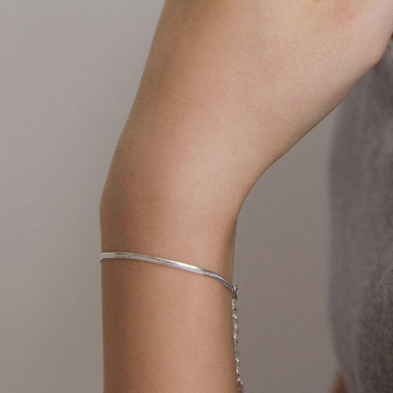 Tatiana (925 Silver) Modern Flat Snake Chain Bracelet BR1795