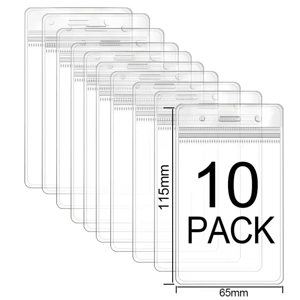 1/50Pcs Waterproof Transparent Card Holder Name Tag ID Badge Holder Protectors Vertical Sleeve Pouch Office School Supplies
