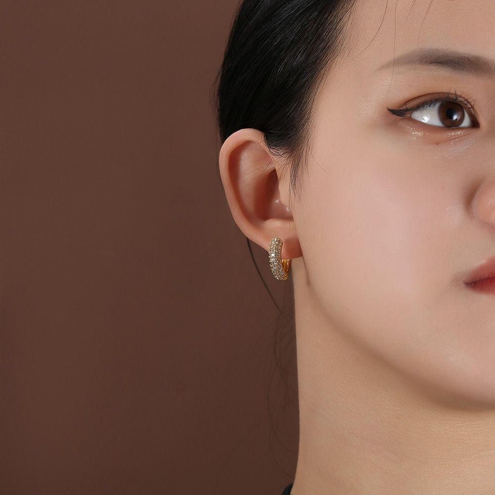 Temperament Zircon Hoop Earrings Ear Jewelry Women Sparkling Earrings For Girls