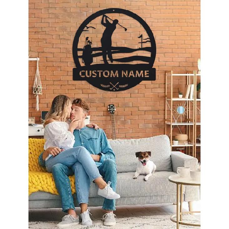 1pc Unique Personalized Customizable Metal Golf Wall Art - Rustic Farmhouse Decor for Porches, Patios, Gifts - Customizable with