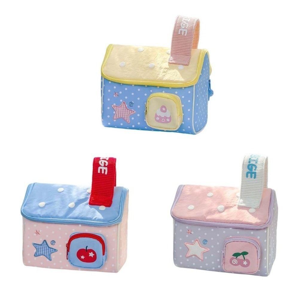 Cloth Toiletry Bag House Shape Fruits Cake Star Dots Cosmetic Storage Bag Handheld Storage Makeup Pouch Bathroom