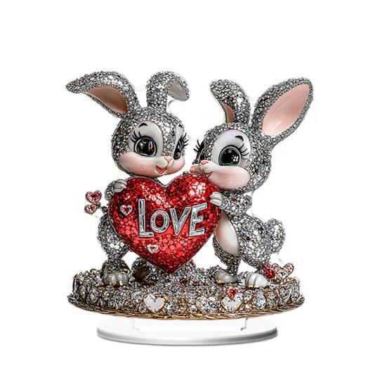 Iepuraș de Paște Acrilic Semn de Masă 2D Plat Ouă Floare Iepure Decorare Casă Living Ziua Îndrăgostiților Petrecere Sărbătoare Ornament de Masă