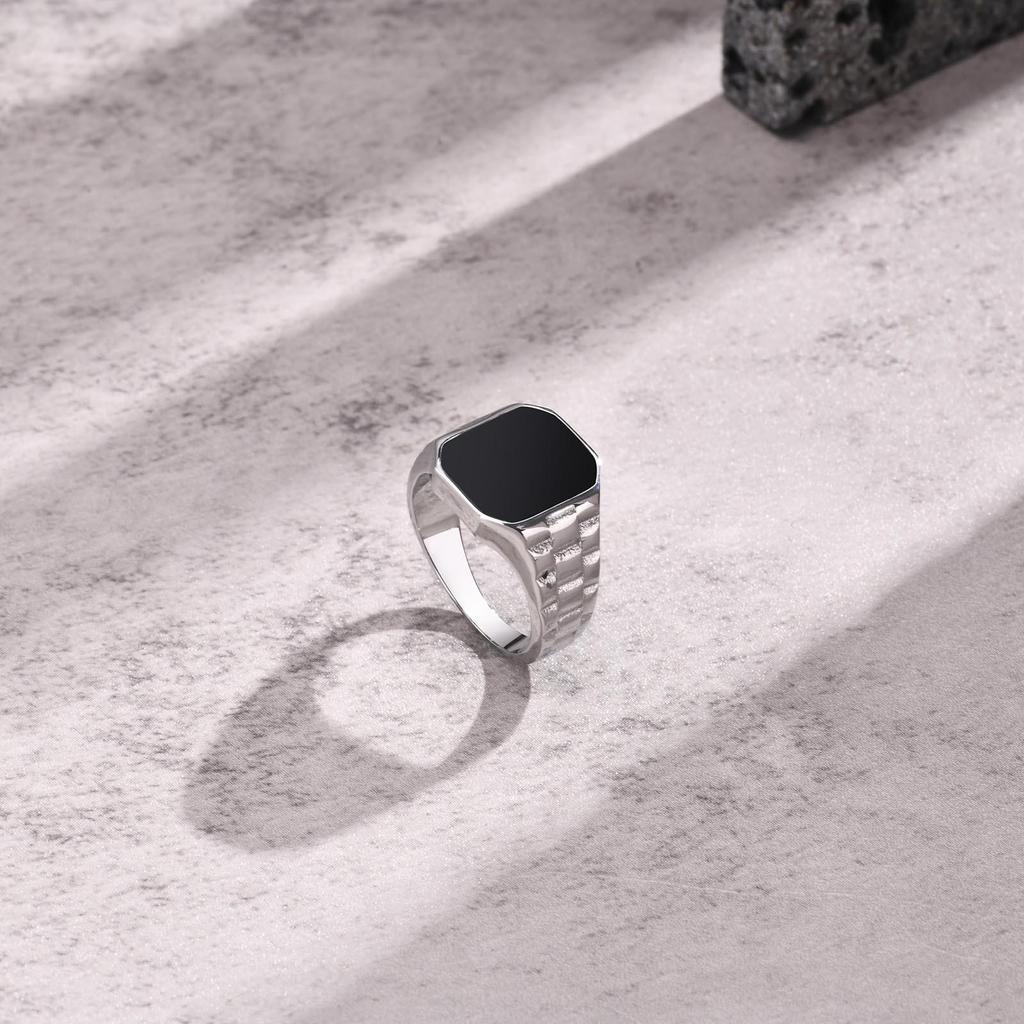 European & American Retro Men's Punk Turquoise Titanium Steel Chain Ring RC-573