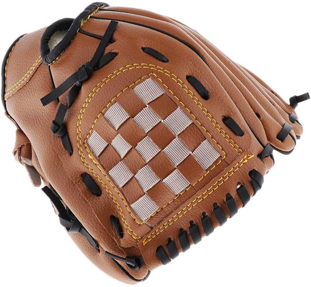 MEOTDEOY Baseball Glove Softball Catch Ball Practice Left Hand Wear Shock Absorption Pad Parent Child Interaction Brown 11.5 Inches