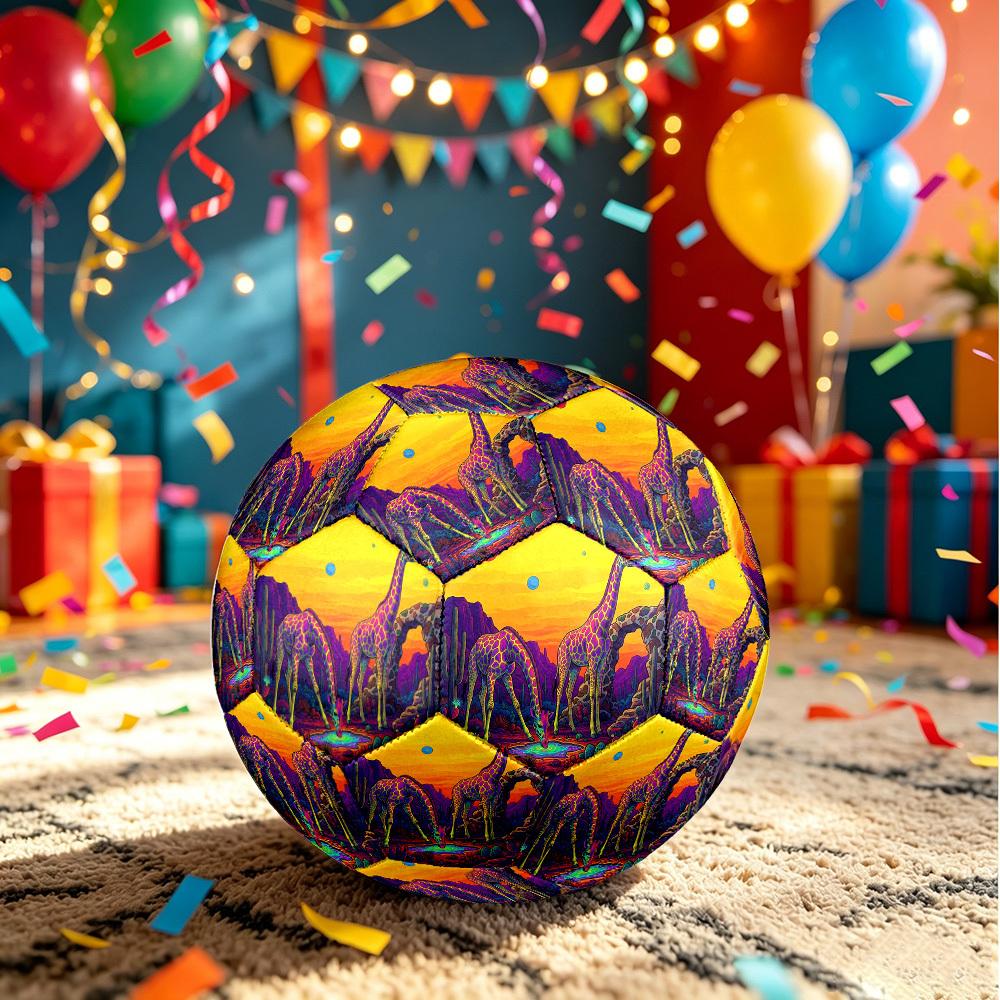 1pc Giraffes Desert Theme Soccer Ball Football, Size 5, Lightweight PVC, Outdoor Training Soccer Ball,Sports Gift T61497