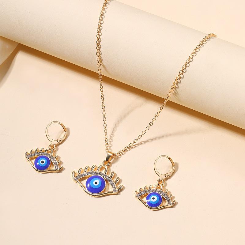 Set Colier Cercei Ochiul Diavolului Bijuterii Noi din Aliaj Cercei Pandantiv Exagerat Premium Femei