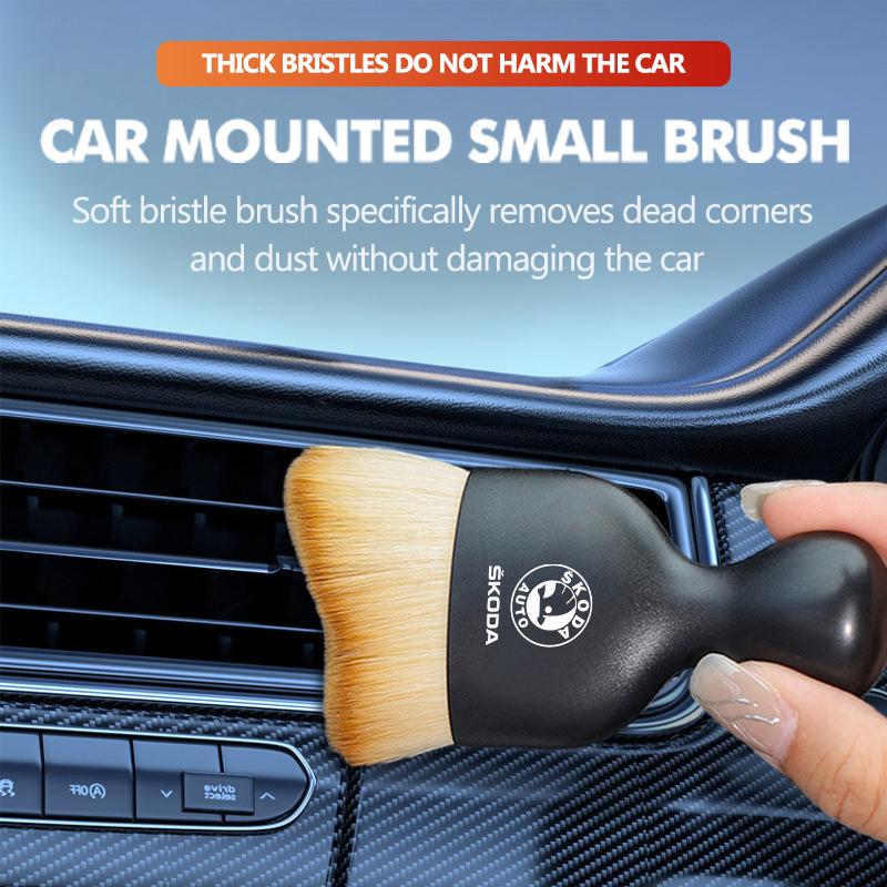 AAABT1 Car Cleaning Brush Air Outlet Detailing Brush Center Console Dusting Brush Clean Tool For Skoda Kodiaq Fabia Kamiq Karoq Octavia