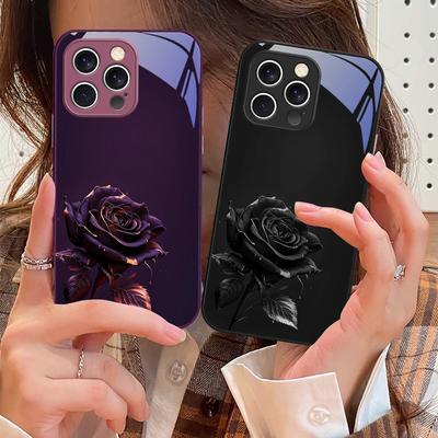 The Dark Golden Rose For iPhone 16 E 15 14 13 Plus 12 Mini 11 Pro Max XR Xs Max X 7 8 6 6S 2022 Tempered Glass Phone Case