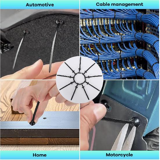 200Pcs Nylon Universal Cable Tie Buckle, Ziplock Pro Car Button Grip Ziptie Lock Clips, Strap Style Self-Locking Zip Tie For Automotive Bumper Fender