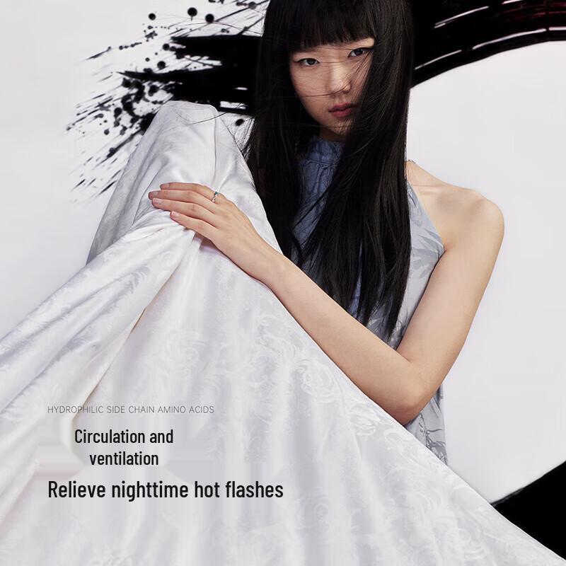 Mengjie Light Oxygen Antibacterial Jacquard 100% Mulberry Silk 2-in-1 All-Season Duvet