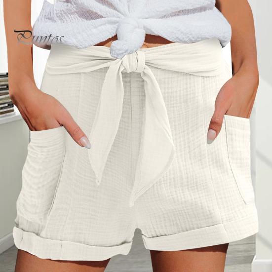 

Женские шорты на шнуровке с узлом, высокая эластичная талия, чистый цвет, трапециевидной формы с боковыми карманами, свободные мини-шорты для клубных вечеринок и свиданий, спортивные брюки S зелёный