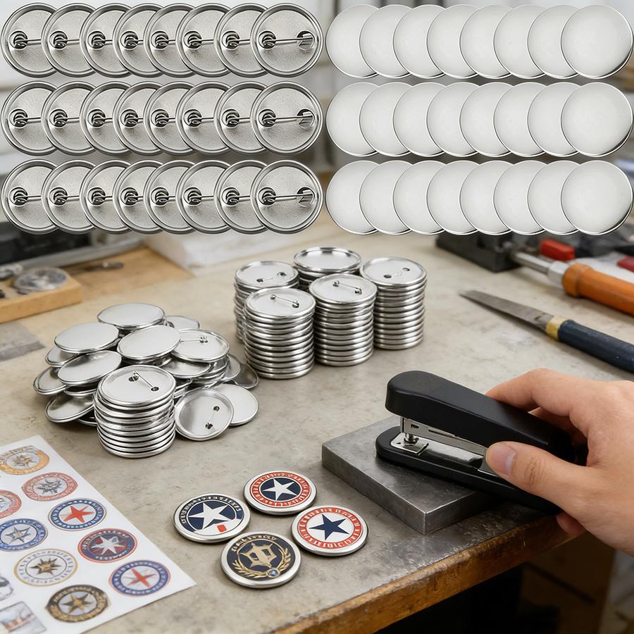 25/50 Stück 37mm Blech Rohling Button Abzeichen Kits – Glänzende Metallmedaille mit Anstecknadel, Handgemachte DIY Bastelbedarf für unabhängiges Gestalten