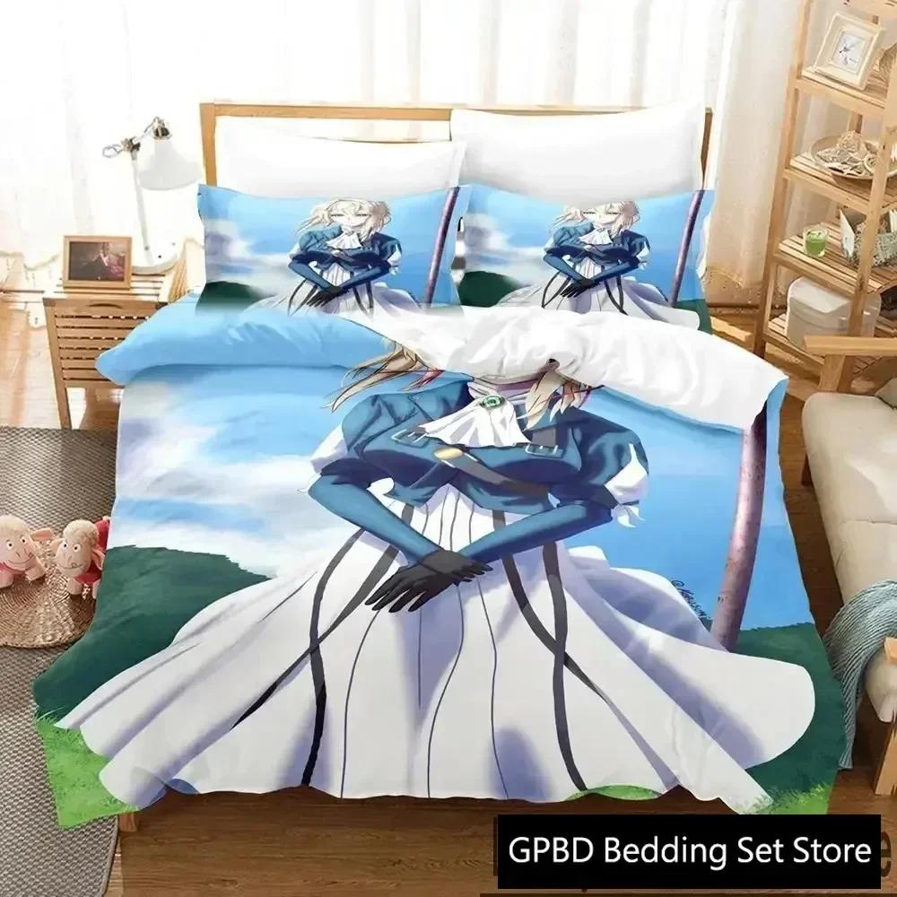 Luxury New 3D Print Anime Violet Evergarden Bedding Set Duvet Cover Bed Set Quilt Cover Pillowcase Queen Boys Adult Bedding Set