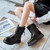Fashion Round Toe Black Women's Snow Boots Fleece-lined and Extra Thick Work New Rock Comfortable Elegant Goth High Quality Ladies Shoes