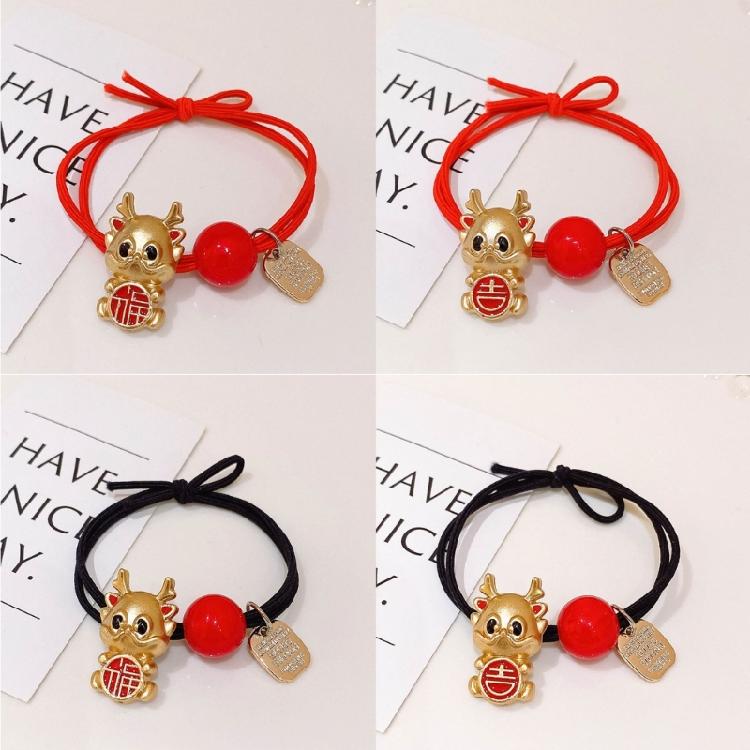2024 New Year Hair Tie Zodiac Dragon Elastic Hair Bands Women Girls Hair Rope