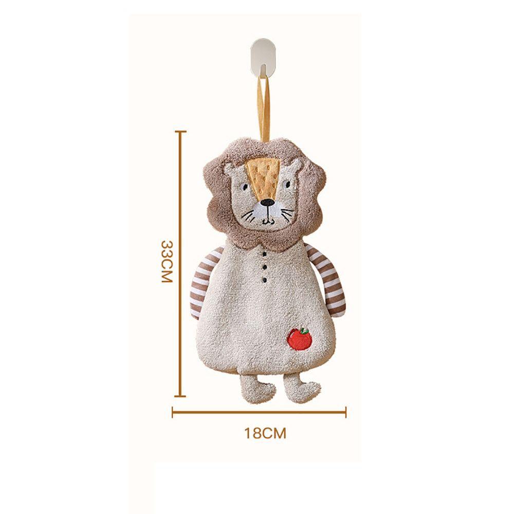 Cartoon Animal Hanging Hand Towels Coral Fleece Bathroom Towel Creative Kitchen Towel  Kitchen